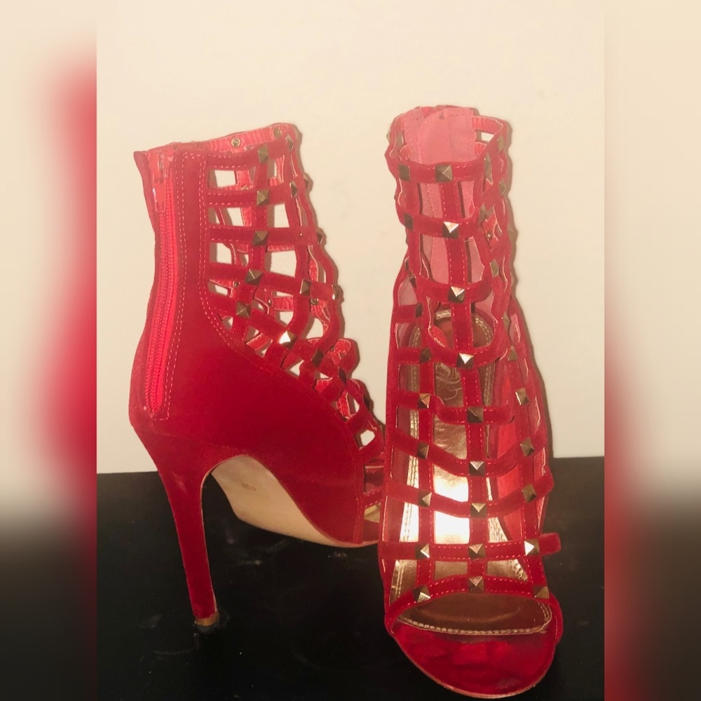 Red Caged Heels